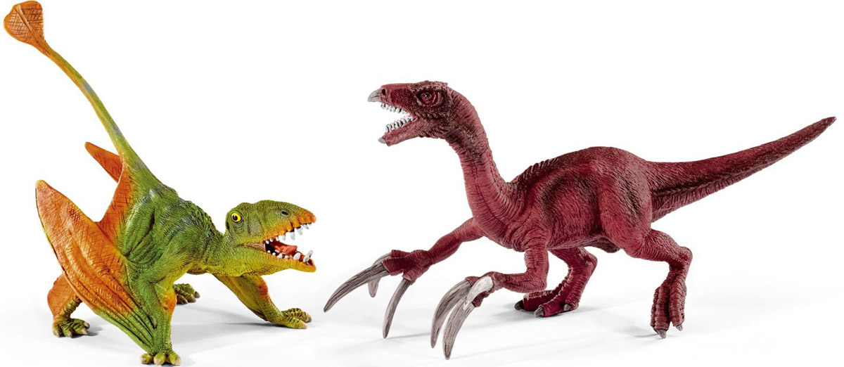 Schleich Набор фигурок Диморфодон и теризинозавр41425 Schleich Набор фигурок Диморфодон и теризинозавр41425Набор фигурок Schleich Диморфодон и теризинозавр приведет в восторг всех любителей динозавров и доисторических животных. В набор входят диморфодон и теризинозавр. Великолепные фигурки динозавров выполнены очень детализировано. Они позволят ребенку придумать множество захватывающих игр со своими любимыми древними обитателями. Фигурки изготовлены из качественного каучукового пластика, который безопасен для детей и не вызывает аллергию. Ребенок сможет собрать целую серию доисторических животных, сможет изучать особенности их строения, поведения и питания. Фигурки - превосходный педагогический материал для использования дома и в образовательных учреждениях.
