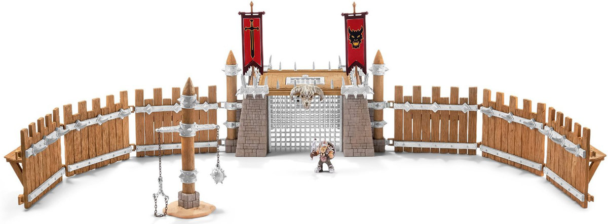 Schleich Игровой набор Арена для баталий42157 Schleich Игровой набор Арена для баталий42157Игровой набор Schleich Арена для баталий придется по душе вашему ребенку! Компания Schleich специализируется на выпуске детских игрушек, знакомящих с окружающей средой, развивающих творческое мышление, мелкую моторику рук. Солнце освещает арену. Самые храбрые рыцари собрались сегодня, чтобы сражаться с самыми опасными существами в мире. Рыцари настроены решительно. Они готовились к этому дню очень давно, тренируясь и устраивая сражения. Они проверяют свое оружие и доспехи в последний раз, а затем ворота открываются, и рыцари остаются один на один со своим противником. Секунда - и смертельная битва началась. Тот, кто победит в ней, войдет в легенду.