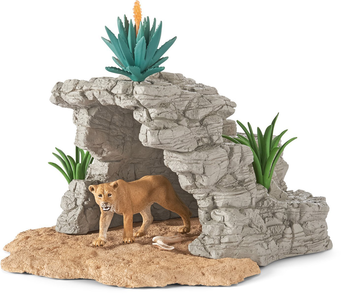 Schleich Игровой набор Пещера со львом42256 Schleich Игровой набор Пещера со львом42256Игровой набор Schleich Пещера со львом - восхитительный набор, который произведет впечатление на каждого и ребенка и увлекающегося коллекционера. В набор входят: пещера, лев, тропические растения. Фигурки Schleich выполнены из качественного материала, который безопасен для детей. Элементы приятны на ощупь, каждая игрушка выполнена с особенной тщательностью и вниманием к деталям. Игрушки раскрашиваются вручную, имеют оригинальную текстуру. Игровой набор Schleich Пещера со львом станет прекрасным подарком для всех поклонников диких животных, с которыми будет интересно устраивать увлекательные игры и наслаждаться красочными фигурами животных.