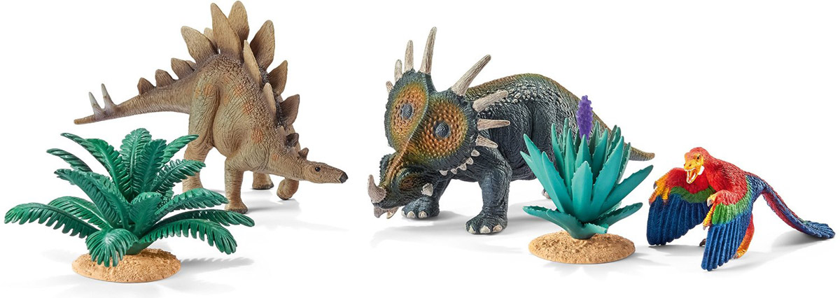 Schleich Набор фигурок В гостях у травоядных 3 шт42260 Schleich Набор фигурок В гостях у травоядных 3 шт42260Набор фигурок Schleich В гостях у травоядных произведет впечатление на каждого ребенка и увлекающегося коллекционера. Красочные фигурки имеют реальное сходство с вымершими животными, приятны на ощупь и безопасны для игр детей. Динозавры выполнены из качественного каучукового пластика, который безопасен для детей. Каждая игрушка выполнена с особенной тщательностью и вниманием к деталям. Игрушки раскрашиваются вручную, имеют оригинальную текстуру. В набор входят 3 фигурки динозавров, тропические растения. Набор станет прекрасным подарком для всех поклонников динозавров, с которым будет интересно устраивать увлекательные игры и наслаждаться красочными фигурками доисторических животных.