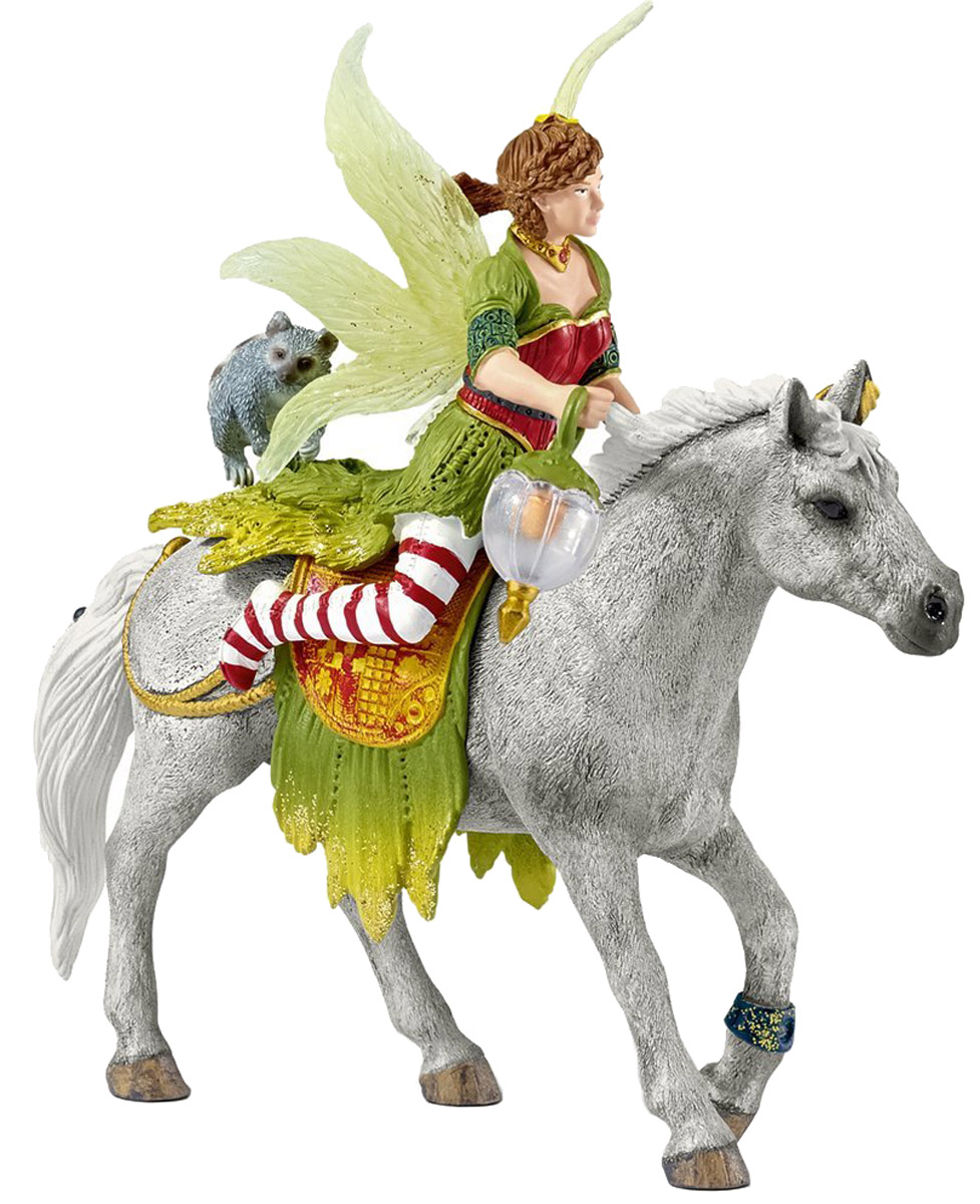 Schleich Фигурка Эльфийка Марвин на лошади70517 Schleich Фигурка Эльфийка Марвин на лошади70517Эльфийка Марвин - самая необычная из всех жителей королевства Баяла - места, где живут эльфы и другие сказочные персонажи. Ее наряды не похожи ни на один, что носят другие эльфы, она знает множество забавных историй, которые может рассказывать очень долго. Марвин обожает танцевать и петь, а еще играть со своим другом енотом. Фигурка надежно держится на лошадке благодаря встроенному магниту. Собрав всех персонажей, ребенок сможет воплощать в ролевых играх самые невероятные сказочные сюжеты, что положительно отразится на его мелкой моторике рук, творческом развитии и логическом мышлении. Все фигурки полностью изготовлены из высококачественного безопасного материала - каучукового пластики, раскрашены вручную.