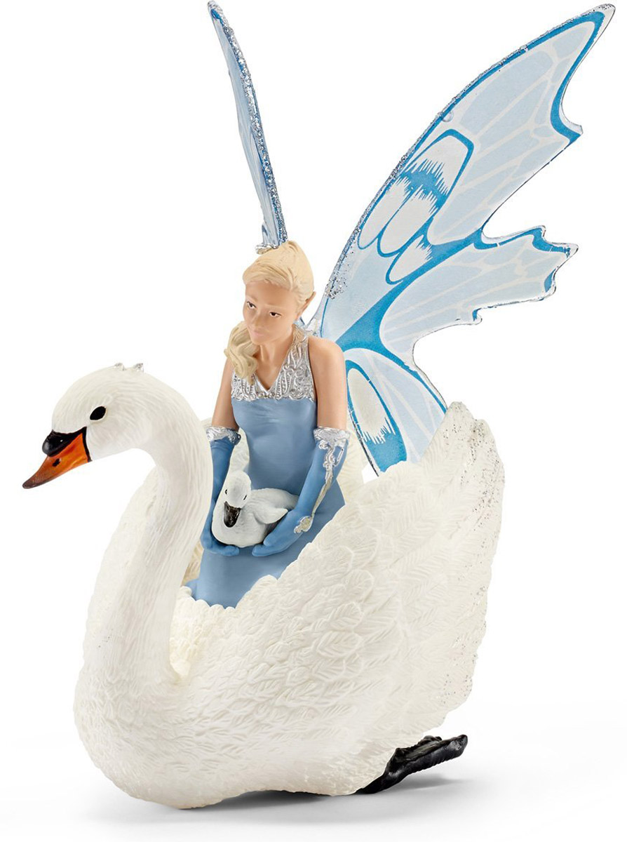 Schleich Фигурка Эльфийка Ларинья70518 Schleich Фигурка Эльфийка Ларинья70518Фигурка Schleich Эльфийка Ларинья изготовлена из каучукового пластика и совершенно безопасна для детей. На спине белоснежного лебедя располагается эльфийка с прозрачными крылышками, на руках у которой сидит маленький лебедь. Эльф Ларинья любит целыми днями общаться с птицами. Она часто приходит к волшебному озеру и медленно скользит по гладкой поверхности озера вместе со своим любимым лебедем. Удивительные эльфы способны не только надолго увлечь малышей, но и поспособствовать активному развитию их творческого мышления, мелкой моторике рук и знакомству с таким большим и загадочным окружающим миром.