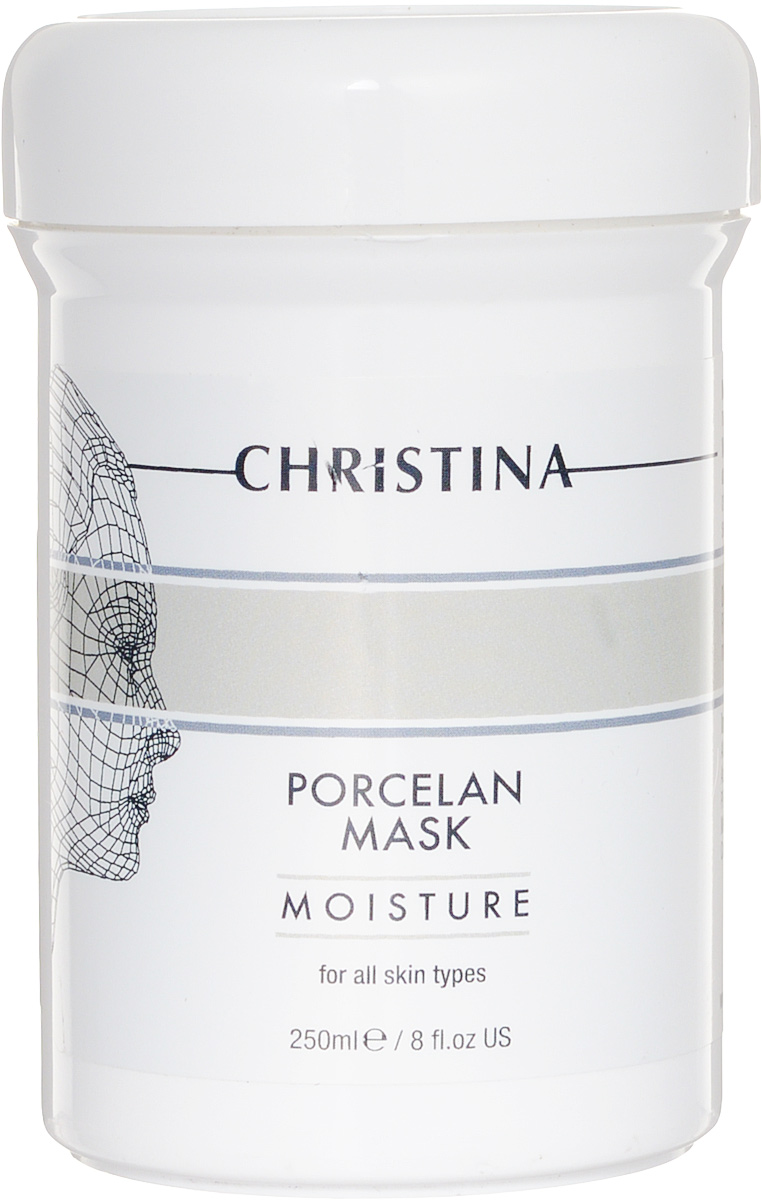 Christina Увлажняющая маска Порцелан для всех типов кожи Porcelan Moisture Porcelan Mask 250 млM-37 Christina Увлажняющая маска Порцелан для всех типов кожи Porcelan Moisture Porcelan Mask 250 млM-37Увлажняющая маска Порцелан для всех типов кожи Christina Porcelan Moisture Porcelan Mask. Нежная освежающая маска содержит низкий процент жировых компонентов и высокий — увлажняющих веществ (морской коллаген, гиалуроновая кислота, комплекс аминокислот, мочевина). Она поддерживает кожу в здоровом физиологическом состоянии. Экстракт чабреца усиливает циркуляцию крови в дерме и оказывает освежающее, антисептическое действия. Маска вызывает регенерацию клеток и стимулирует синтез коллагена, имеет осветляющий эффект. Она легко наносится и смывается, оставляя ощущение свежести и бархатистости.