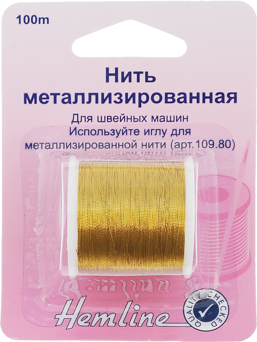 Нить металлизированная Hemline, цвет: золотой, 100 м242.G Нить металлизированная Hemline, цвет: золотой, 100 м242.GМеталлизированная нить Hemline предназначена для использования с бытовыми швейными машинами. Она прочная и крепкая, что обеспечивает ей долгий срок службы. Для работы с изделием нужно использовать иглу для металлизированной нити.