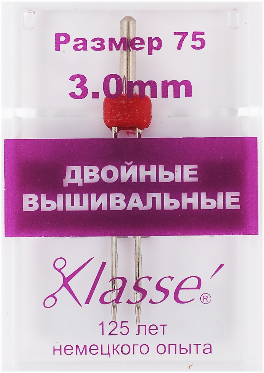 Игла для бытовых швейных машин Hemline, вышивальная, двойная, №75, 3 ммA6158/3.0 Игла для бытовых швейных машин Hemline, вышивальная, двойная, №75, 3 ммA6158/3.0Двойная игла Hemline предназначена для финишной отделки отстрочкой после вышивания нитками район или полиэстер на различных нетолстых тканях. Более крупное ушко иглы разработано специально для вышивальных ниток, кроме того нить очень легко вдеть в иглу. Используйте пониженную скорость при работе. В комплекте пластиковый футляр для переноски и хранения. Размер: 75. Расстояние между иглами: 3 мм.