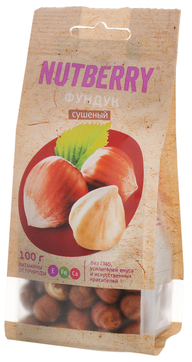 Nutberry фундук сушеный, 100 г4620000676126 Nutberry фундук сушеный, 100 г4620000676126Ещё в древности люди оценили чудесный вкус и полезные свойства фундука. Польза фундука: помогает при хронической усталости, рекомендуется при наличии камней в почках, при варикозном расширении вен, воспалении вен (флебитах). Отлично выводит шлаки из печени, обладает слабительными свойствами. Этот орех содержит сравнительно немного углеводов, поэтому его можно есть в больших количествах, не рискуя поправиться. В фундуке больше, чем в других орехах, фолиевой кислоты, поэтому он очень полезен для тех, кто планирует ребенка. Фундук сушеный Nutberry - не содержит ГМО, усилителей вкуса и искусственных красителей.