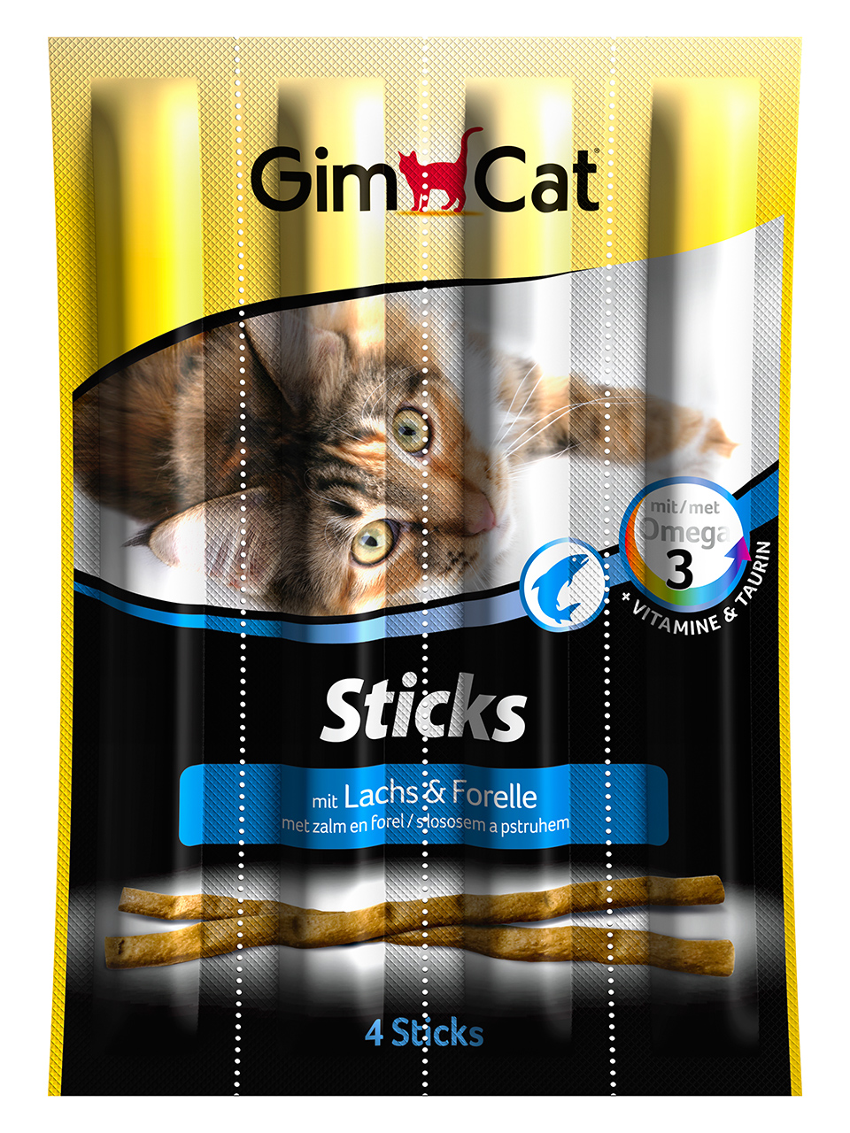 Лакомство для взрослых кошек Gimcat, палочки с лососем и форелью, 20 г, 4 шт400174 Лакомство для взрослых кошек Gimcat, палочки с лососем и форелью, 20 г, 4 шт400174Лакомые палочки порадуют своим уникальным вкусом даже самую избалованную кошку. Лакомые палочки с лососем и форелью поддерживают здоровый процесс роста Вашей кошки и способствуют ее великолепному самочувствию. Содержат витамины A, D3 и Е.