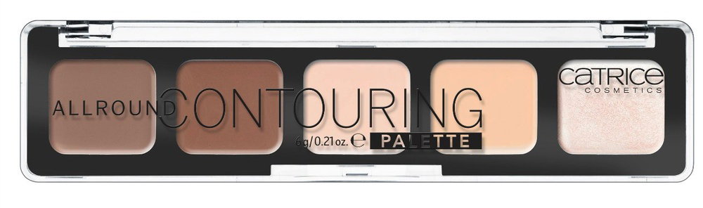 Catrice Корректор 5 в 1 Allround Contouring Palette, 37 гр56346 Catrice Корректор 5 в 1 Allround Contouring Palette, 37 гр56346Искусство моделирования. Contouring Palette предлагает идеальную палитру средств для контурирования: четыре матовых оттенка с кремовой текстурой и хайлайтер. Более темные тона помогут создать идеальную тень и визуально убрать объем там, где это необходимо, в то время как светлые оттенки помогут выигрышно подчеркнуть черты лица. Схема на обороте упаковки содержит советы по применению.