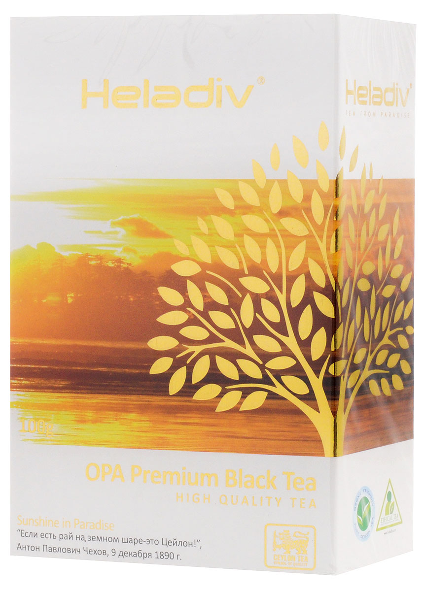 Heladiv Opa чай черный листовой, 100 г4791007008347 Heladiv Opa чай черный листовой, 100 г4791007008347Heladiv Opa - цейлонский черный крупнолистовой цельный скрученный байховый чай, класс А (ОРА). Обладает приятным, насыщенным вкусом, изысканным ароматом и настоем темного цвета. Укрепляет сосуды, утоляет жажду, стимулирует работу мозга, освежает и тонизирует организм.