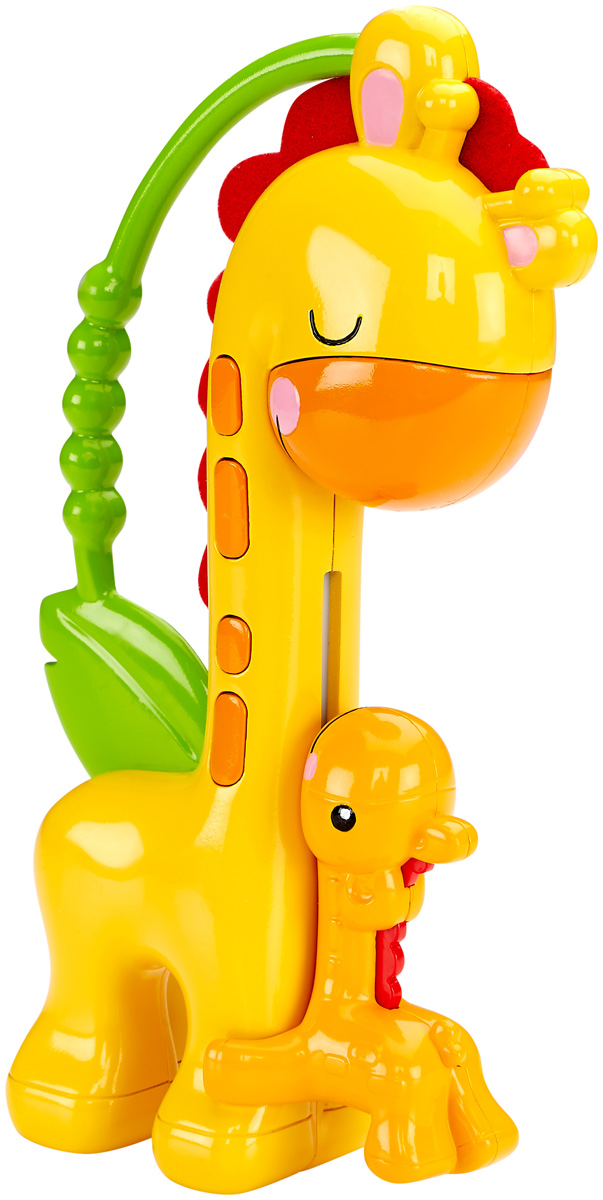 Fisher Price Погремушка Веселый жирафCGR92 Fisher Price Погремушка Веселый жирафCGR92Яркая погремушка Fisher Price Веселый жираф привлечет внимание малыша. Игрушка выполнена в виде двух симпатичных жирафов - мамы и ее малыша и оснащена удобной ручкой, за которую удобно хвататься маленьким детским пальчикам. Если перевернуть игрушку вверх ногами, маленький жирафик заскользит вверх по шее большого жирафа, чтобы его поцеловать. Игрушка выполнена из безопасных, экологически чистых материалов.