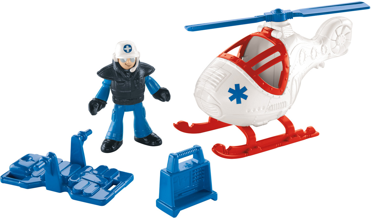 Imaginext Игровой набор Городские спасатели X7614CJM55_X7614 Imaginext Игровой набор Городские спасатели X7614CJM55_X7614Игровой набор Imaginext Городские спасатели содержит все, что нужно маленьким героям-спасателям! В набор входят: спасательный вертолет, носилки, электрокардиограф, костюм пилота и фигурка пилота-спасателя. Лопасти вертолета вращаются, руки и ноги пилота сгибаются, голова поворачивается. С этим чудесным набором малыш сможет придумать множество ситуаций и историй со спасательными операциями.