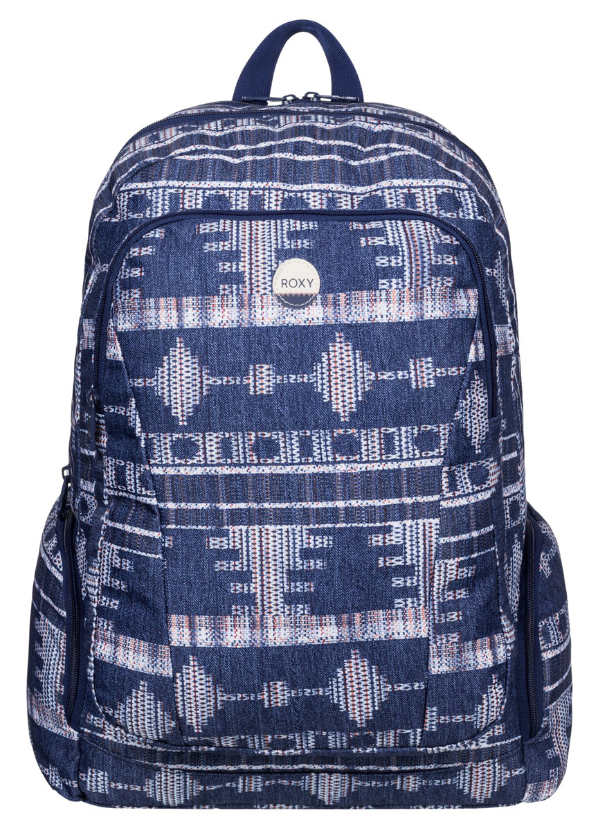 Рюкзак женский Roxy Alright, цвет: синий. ERJBP03275-BSQ7ERJBP03275-BSQ7 Рюкзак женский Roxy Alright, цвет: синий. ERJBP03275-BSQ7ERJBP03275-BSQ7Женский рюкзак Roxy выполнен из текстиля. У модели три основных отделения, включая вшитый чехол для ноутбука. Передний карман на молнии. Боковые стороны дополнены двумя карманами. Рюкзак с регулируемыми по длине плечевыми лямками и петлей для подвешивания и карманом с органайзером.