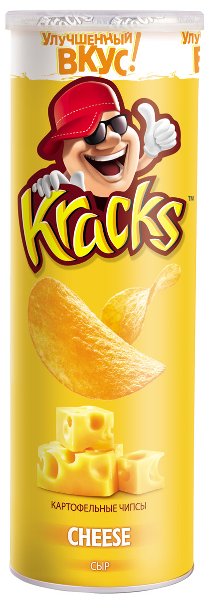 Kracks картофельные чипсы со вкусом сыра, 160 г8887290524025 Kracks картофельные чипсы со вкусом сыра, 160 г8887290524025Kracks - это чипсы из высококачественного картофеля с ароматом сыра и обильно посыпанные сырной крошкой. Их основными особенностями являются равномерность обжаривания изогнутых пластинок без избытка масла, а также упаковка в виде тубы, удобная для транспортировки и употребления.