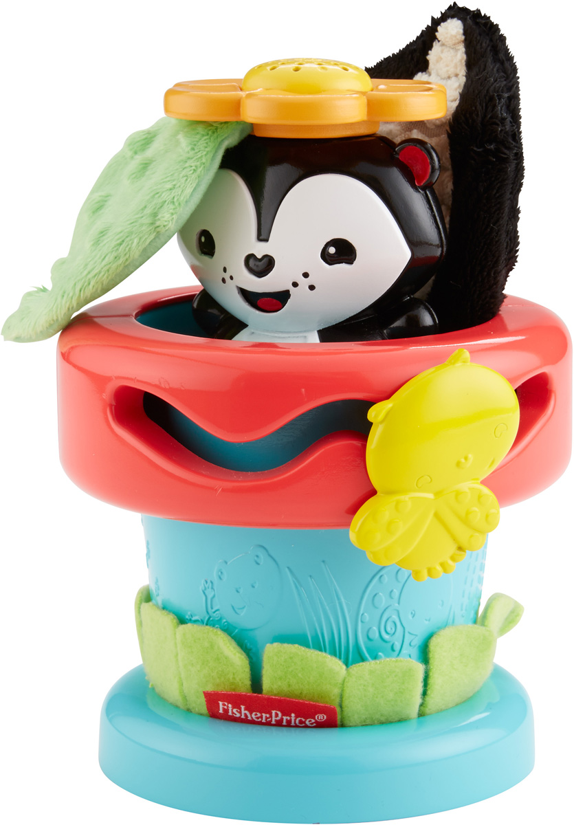 Fisher Price Развивающая игрушка Цветочный горшокDFP91 Fisher Price Развивающая игрушка Цветочный горшокDFP91С развивающей игрушкой Fisher Price Цветочный горшок всегда весело. Игрушка имеет три режима развивающей игры. Первый этап - игра в прятки - нажимайте на игрушку-скунса с ароматизированным цветком, текстурированным листом и шуршащим хвостом. Второй этап - игра в неваляшку - раскачивайте скунса как неваляшку и слушайте звон колокольчиков! Третий этап - вынимаем и вкладываем - достаньте веселого зверька из горшочка и играйте с ним отдельно. Жучок на верхушке цветочного горшка вертится и бегает по траектории, развивая тонкую моторику. Ванильный запах цветов развивает обоняние младенца. Развивающая игрушка Fisher Price Цветочный горшок помогает развивать сенсорные навыки, мелкую моторику, любознательность и тягу к новым открытиям.