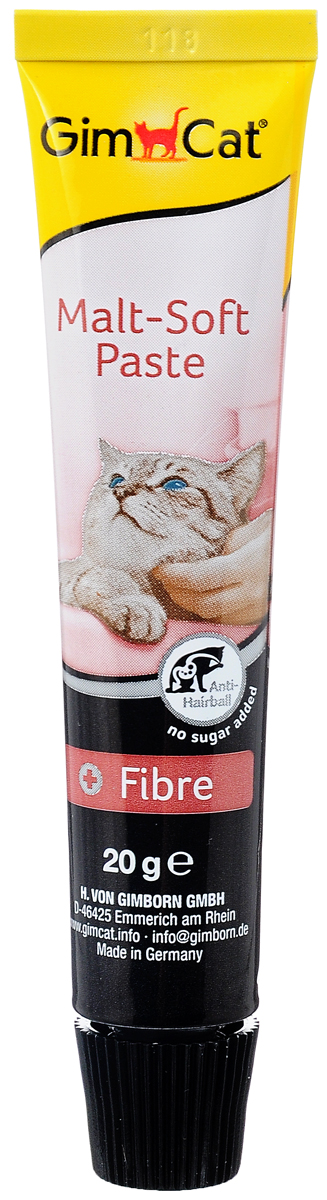 Паста для кошек GimCat Malt-Soft, 20 г4002064407135 Паста для кошек GimCat Malt-Soft, 20 г4002064407135Паста для кошек GimCat Malt-Soft способствует прохождению пищи, выводу проглоченной шерсти и неперевариваемых компонентов естественным путем. Паста содержит натуральный ароматный солод, растительное масло и балластные вещества. Без добавления сахара. Во время умывания кошки проглатывают большое количество своей шерсти, из-за чего в последствии в желудке животного могут образоваться волосяные шары (или трихобезоары). Естественно, ей необходимо каким- то образом избавиться от надоедливых комков. В противном случае, увеличивается вероятность возникновения ряда проблем со здоровьем, в том числе запоров. Иногда закупорка ЖКТ шерстяными комками может привести даже к смерти. Чаще всего кошки вынуждены избавляться от комков, срыгивая их. Очевидцы такого зрелища понимают, какой это болезненный и неприятный процесс. Товар сертифицирован.