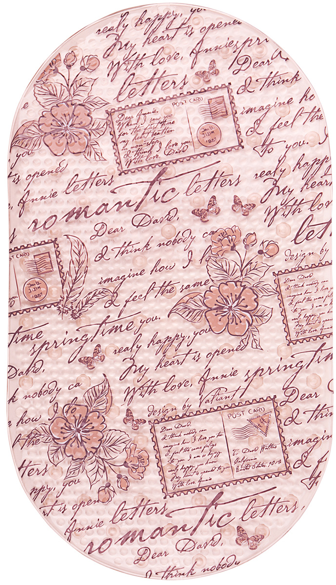 Коврик для ванной Valiant Romantic Letters, противоскользящий, на присосках, цвет: бежевый, персиковый, 69 х 39 смRMT-L-63 Коврик для ванной Valiant Romantic Letters, противоскользящий, на присосках, цвет: бежевый, персиковый, 69 х 39 смRMT-L-63Коврик для ванной Valiant Romantic Letters изготовлен из винила. Это прочный противоскользящий материал, который отлично подойдет для помещений с повышенной влажностью. Коврик противоскользящий, поэтому его удобно использовать в душевой кабине или ванне. Крепится к поверхности при помощи присосок. Легко моется и не оставляет следов.