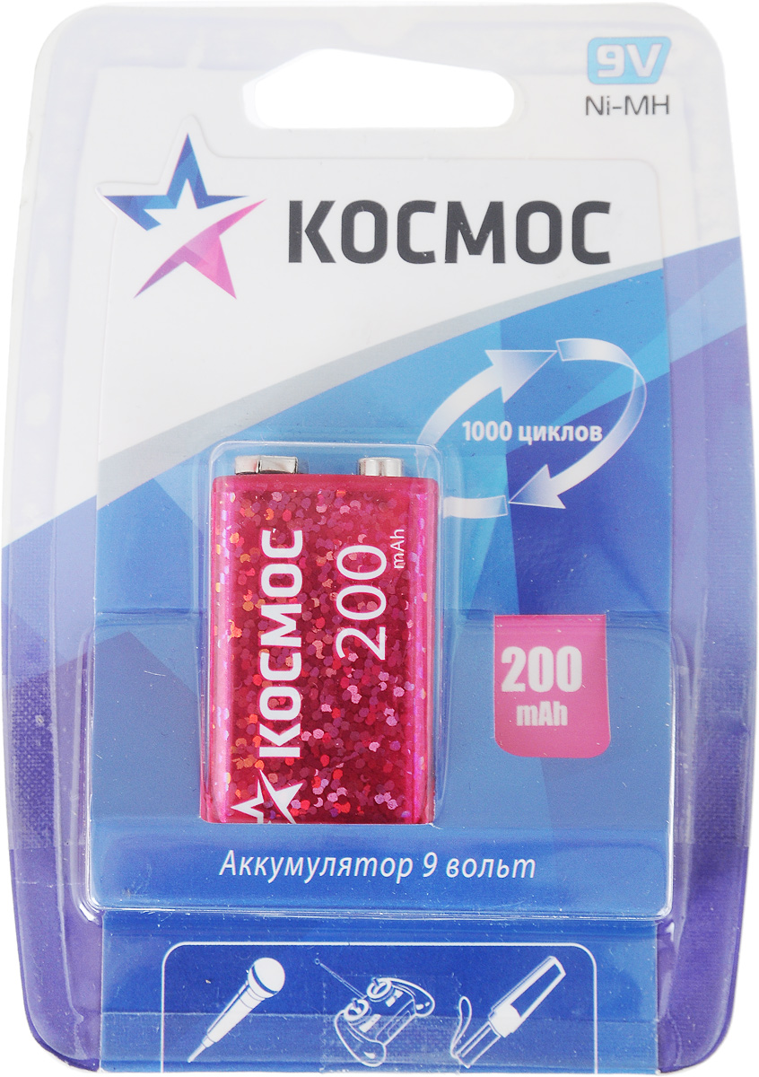 Аккумулятор Ni-MH Космос, тип 9V (6F22), 200mAhKOCNI-MH6F22(200mAh) Аккумулятор Ni-MH Космос, тип 9V (6F22), 200mAhKOCNI-MH6F22(200mAh)Никель-металл-гидридные аккумуляторы Космос обладают высокой емкостью, отсутствием эффекта памяти, возможностью быстрого заряда. Используются в цифровых фотокамерах, телефонах DECT, беспроводных джойстиках, и других устройств с высоким энергопотреблением. Характеристики: Тип аккумулятора: Ni-MH / 9V (6F22). Емкость аккумуляторной батареи: 200mAh. Космос - российский бренд электротоваров, созданный, чтобы обеспечить отечественного покупателя качественной энергосберегающей и энергоэффективной продукцией в категориях: Лампы, светильники Сезонные электротовары Элементы питания, фонари Электроустановочные изделия. Лучшие заводы шести стран мира: Россия, Украина, Белоруссия, Китай, Корея, Япония производят товары Космос на базе современных технологий.