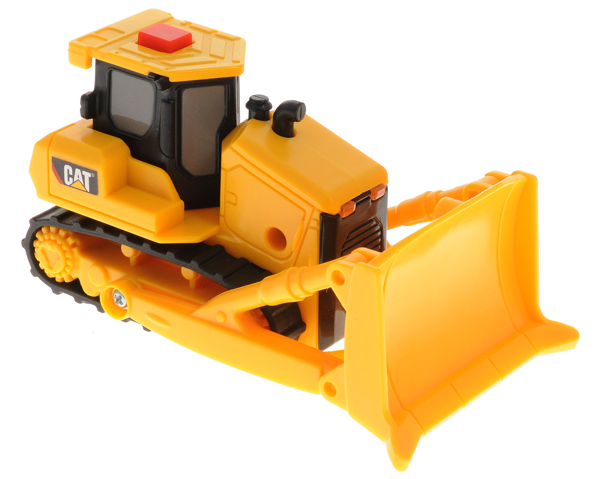 Toystate Гусеничный трактор Cat34696TS_трактор Toystate Гусеничный трактор Cat34696TS_тракторГусеничный трактор Toystate Cat обязательно привлечет внимание вашего ребенка и не позволит ему скучать. Трактор выполнен из прочного пластика ярко-желтого цвета с элементами черного цвета. Трактор оснащен подвижным щитом. На крыше трактора расположена красная кнопочка. При нажатии на неё, воспроизводится звук работающего мотора, и зажигаются фары. Малыш проведет с этой игрушкой много увлекательных часов, дополняя игры в стройку. Ваш ребенок будет в восторге от такого подарка! Рекомендуется докупить 2 батарейки напряжением 1,5V типа LR44 (товар комплектуется демонстрационными).