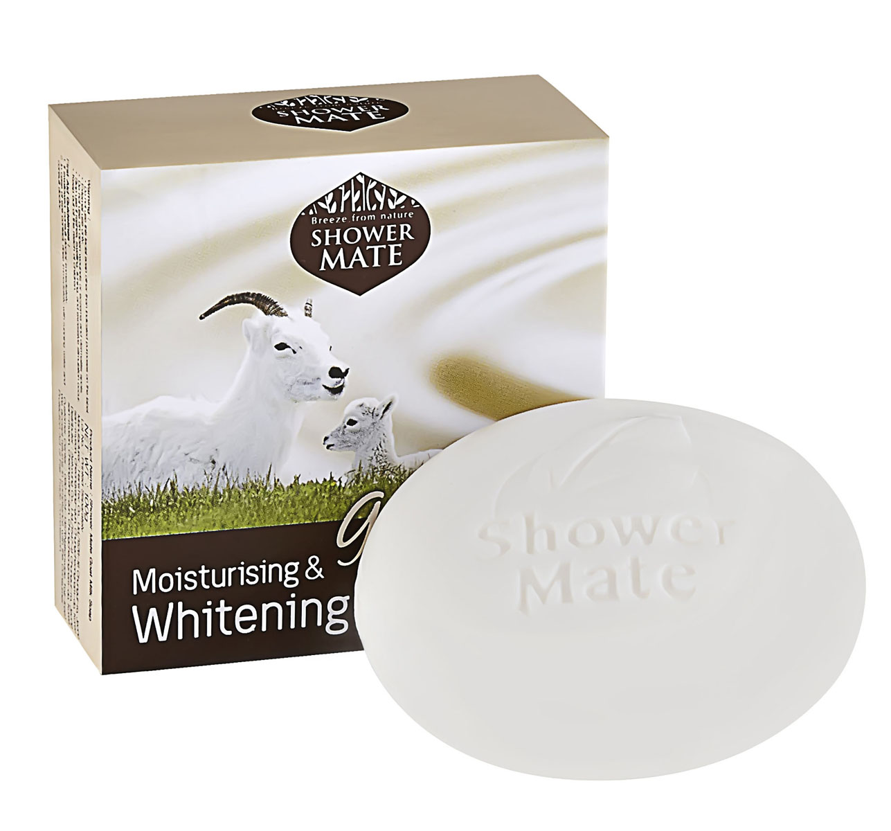 Shower Mate Мыло косметическое Увлажняющий с козьим молоком, 100г8801046255636 Shower Mate Мыло косметическое Увлажняющий с козьим молоком, 100г8801046255636Очищающие компоненты мягкого действия в сочетании с богатым протеинами и витамином В козьим молоком бережно ухаживают за кожей, смягчают, разглаживают и выравнивают тон. Также содержит арбутин и витамин Е. Сладко-молочный аромат.