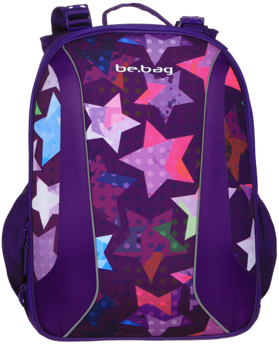 Herlitz Ранец школьный Be Bag Stars11437506 Herlitz Ранец школьный Be Bag Stars11437506Школьный ранец Herlitz Be Bag. Stars изготовлен по жестко-каркасной технологии, что обеспечивает правильную эргономичную форму. Каркас не деформируется при нагрузке и распределяет вес по всей площади ранца. Ранец содержит два вместительных отделения, закрывающихся на застежки-молнии с двумя бегунками. В большом отделении находится мягкая перегородка для тетрадей или учебников, фиксирующаяся хлястиком на липучке. Во втором отделении расположены карман-сетка, органайзер для канцелярских принадлежностей, кармашек под мобильный телефон и лента с карабином для ключей. Изделие имеет два вместительных эластичных боковых кармана на резинках. Ранец оснащен регулируемыми по длине плечевыми лямками и дополнен текстильной ручкой для переноски в руке. Грудное крепление создано специально для фиксации лямок на плечах ребенка. Прочное дно с пластиковыми ножками придает ранцу хорошую устойчивость и защиту от загрязнений. Светоотражающие элементы обеспечивают безопасность в темное время суток....