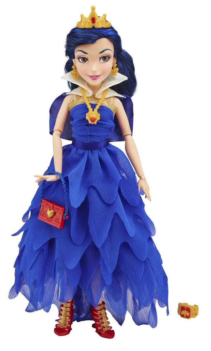 Disney Descendants Кукла Коронация ЭвиB3120_Эви Disney Descendants Кукла Коронация ЭвиB3120_ЭвиКукла Disney Descendants Эви - точная копия героини кинофильма и ее анимационной версии. Эви (дочь Злой Королевы) очень радуется тому факту, что она с друзьями отправляется в школу Аурадона. Там она мечтает встретить своего принца. Но очень скоро она осознает, что она не просто красивая девушка, и что в жизни есть цели поважнее быть прекрасней всех. Вооруженная волшебным зеркалом своей матери она помогает друзьям в реализации их коварного плана. Лицо куклы очень выразительно, оно передает характер героини и очаровывает с первого взгляда. На кукле тот же наряд, что и на девушке в фильме на коронации - длинное синее платье с многослойной юбкой. На ногах у Эви оригинальные красные туфельки в тон маленькой сумочке. Эви очень любит украшения - в комплекте имеются серьги, корона и ожерелье. Каждая деталь костюма тщательно повторена и максимально реалистична. Благодаря множеству шарнирных соединений кукле можно придавать различные позы. Длинные сине-черные волосы куклы можно...