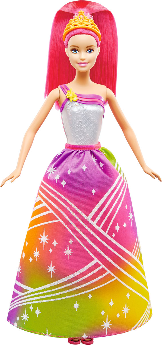 Barbie Кукла Радужная бухтаDPP90 Barbie Кукла Радужная бухтаDPP90Кукла Barbie Радужная бухта оживает со звуками музыки. Нажмите на радужную бусину на корсаже радужной принцессы - и начнутся чудеса! Можно выбрать целых семь сочетаний музыки с подсветкой, каждое для особого случая. Такое волшебство никогда не наскучит. Яркие, радужные оттенки подсвечивают платье куклы и ее длинные и красивые волосы. Эта волшебная принцесса - героиня множества сказок, и она может раскрасить ваш день своей чудесной световой магией. Куклы, пожалуй, самые популярные игрушки в мире. Девочки обожают играть с ними, отправляясь в сказочную страну грез. Порадуйте свою малышку таким великолепным подарком! Кукла работает от 3 батареек типа AG13 (товар комплектуется демонстрационными).