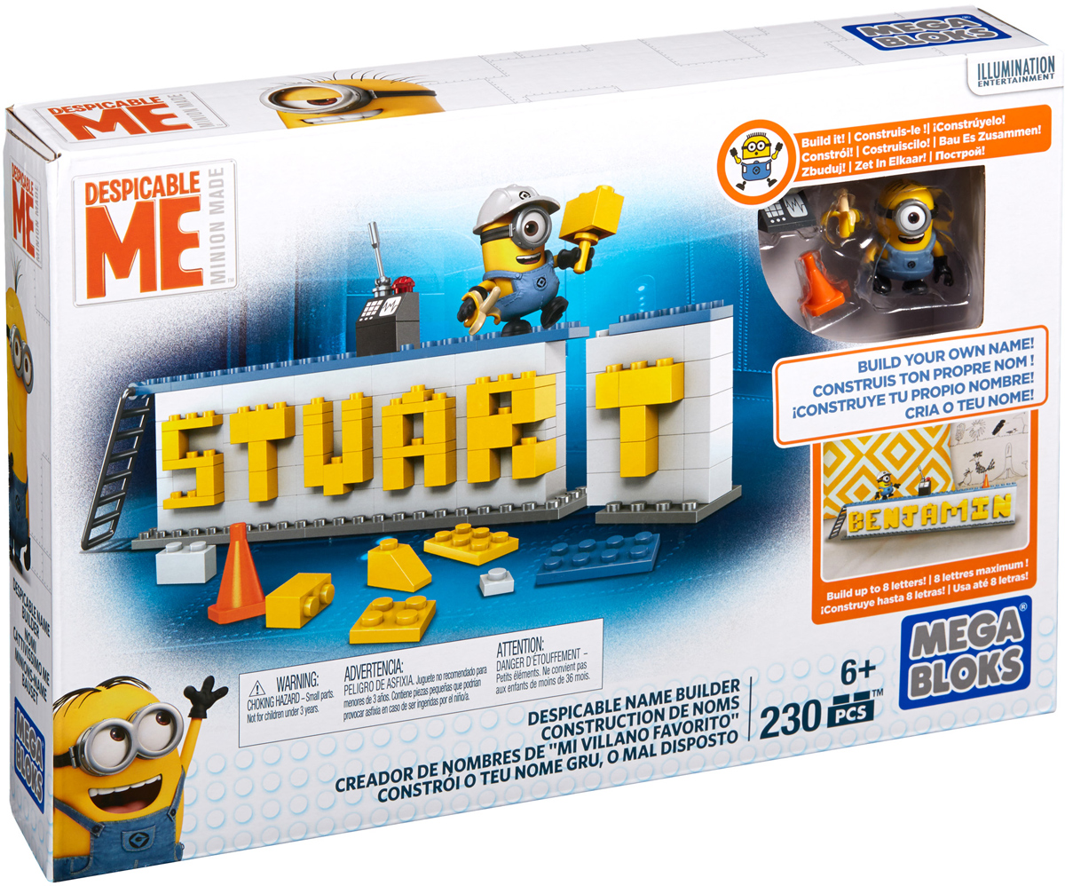Mega Bloks Minions Конструктор Табличка для имениDRV32 Mega Bloks Minions Конструктор Табличка для имениDRV32Конструктор Mega Bloks Minions. Табличка для имени позволит вам оформить свое имя в озорном стиле знаменитых желтых сорванцов! С помощью этого набора вы сможете создать табличку с именем не более чем из восьми букв! Украсьте ей комнату, стол или любое другое место в доме. В набор входит сборная фигурка миньона Стюарта, а также безумные аксессуары, позволяющие сделать свою табличку уникальной! Соедините сразу несколько табличек, чтобы составить целые фразы или предложения! Набор включает в себя 230 разноцветных пластиковых элементов. Конструктор - это один из самых увлекательных и веселых способов времяпрепровождения. Ребенок сможет часами играть с конструктором, придумывая различные ситуации и истории.