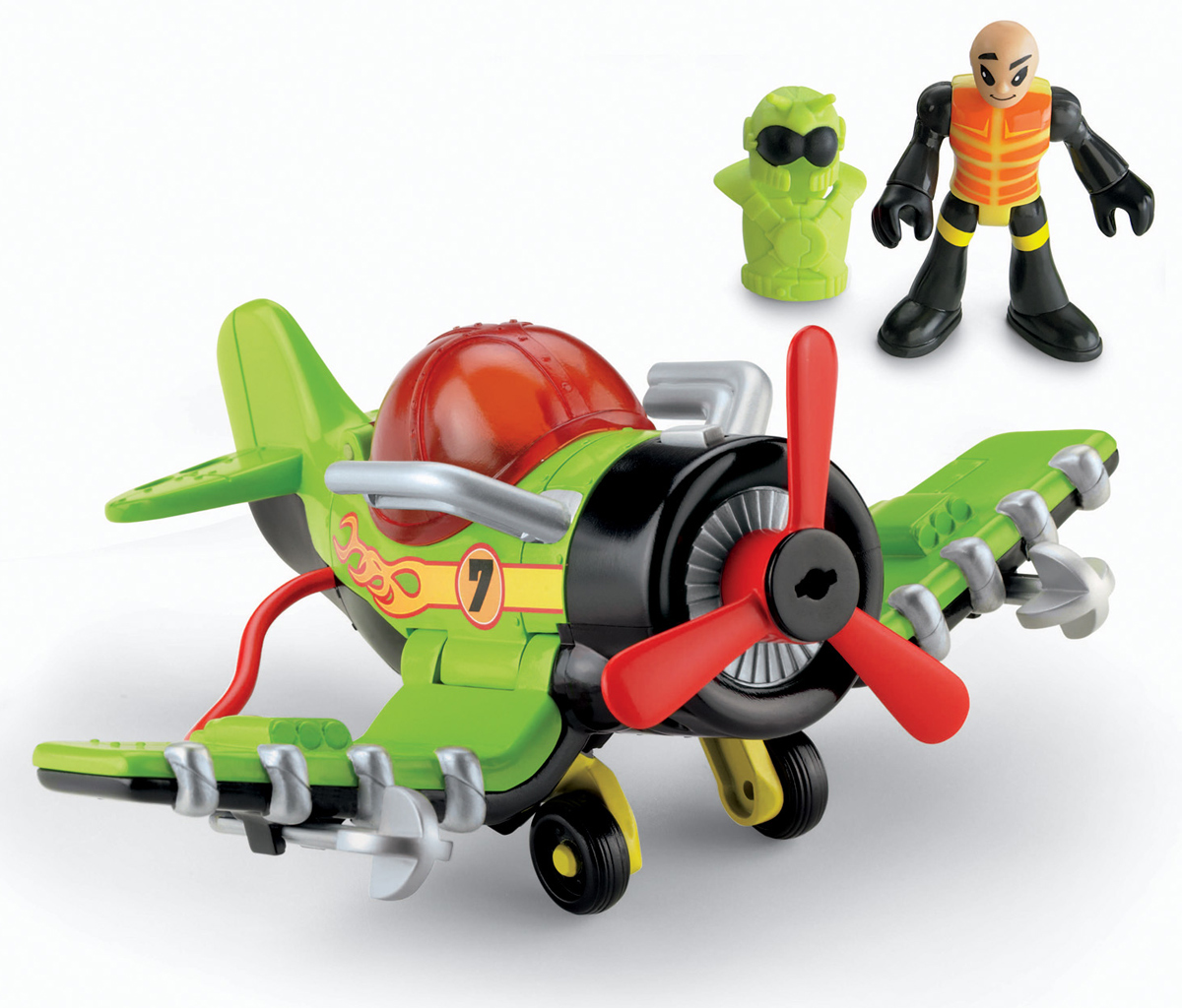Imaginext Самолет Морское жалоT5308_V4103 Imaginext Самолет Морское жалоT5308_V4103Навстречу приключениям! Самолет Imaginext Морское жало имеет вращающийся пропеллер, убирающееся шасси. В кабину помещается фигурка пилота. В центре пропеллера расположено отверстие, куда вставляются стрелы-снаряды. При нажатии клавиши, расположенной под фюзеляжем самолета, снаряд выстреливается. Крылья самолета при этом разделяются на две половинки, словно открывается зубастая пасть. В комплекте с самолетом идет фигурка пилота. Голова, руки и ноги фигурки пилота подвижны. Подарите вашему ребенку такую замечательную игрушку.