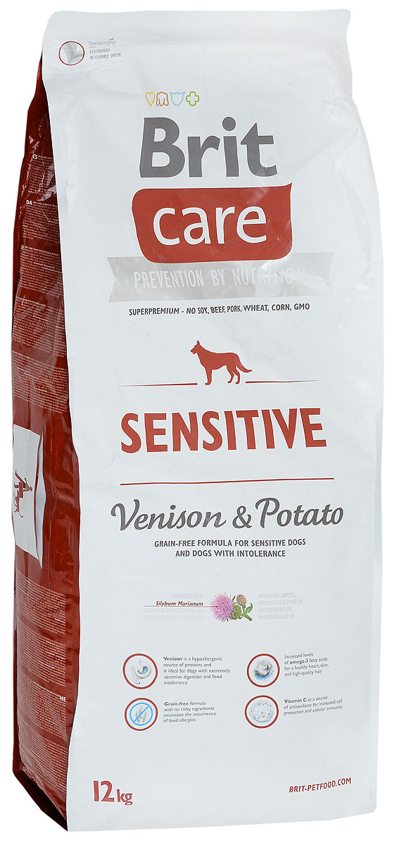 Корм сухой Brit Care Sensitive для собак с чувствительным пищеварением, с олениной и картофелем, 12 кг8595602510801 Корм сухой Brit Care Sensitive для собак с чувствительным пищеварением, с олениной и картофелем, 12 кг8595602510801Сухой полнорационный корм Brit Care Sensitive предназначен для собак с чувствительным пищеварением и при пищевой непереносимости. Специально разработанный состав улучшает баланс микрофлоры кишечника. Товар сертифицирован.