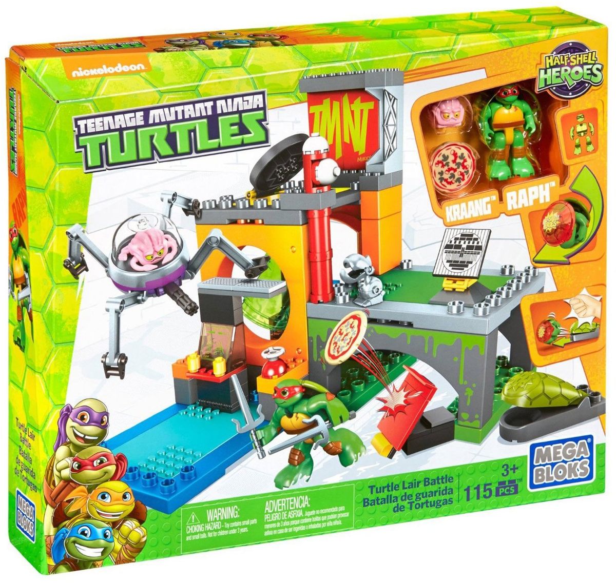 Mega Bloks Черепашки Ниндзя Half-Shell Heroes Конструктор Логово черепашекDMX12 Mega Bloks Черепашки Ниндзя Half-Shell Heroes Конструктор Логово черепашекDMX12Раф прикладывает все усилия, чтобы остановить нападение Крэнга в наборе Логово Черепашек! Злобный Крэнг проник в канализационное убежище черепашек и даже взял с собой крысоловов! Маленькие ниндзя могут построить убежище и помочь Рафу защитить его, отправив черепашку к выходу из туннеля. Защищайся от врагов, обстреливая их из пиццемета. Преврати черепашку в ниндзя-шар и отправь его крушить врагов на своем пути. Конструктор выполнен из высококачественного яркого пластика. Игра с конструктором способствует развитию мелкой моторики, воображения, творческого мышления. Конструктор включает в себя 115 элементов. Порадуйте юного любителя Черепашек Ниндзя столь интересным, занимательным и развлекательным подарком.