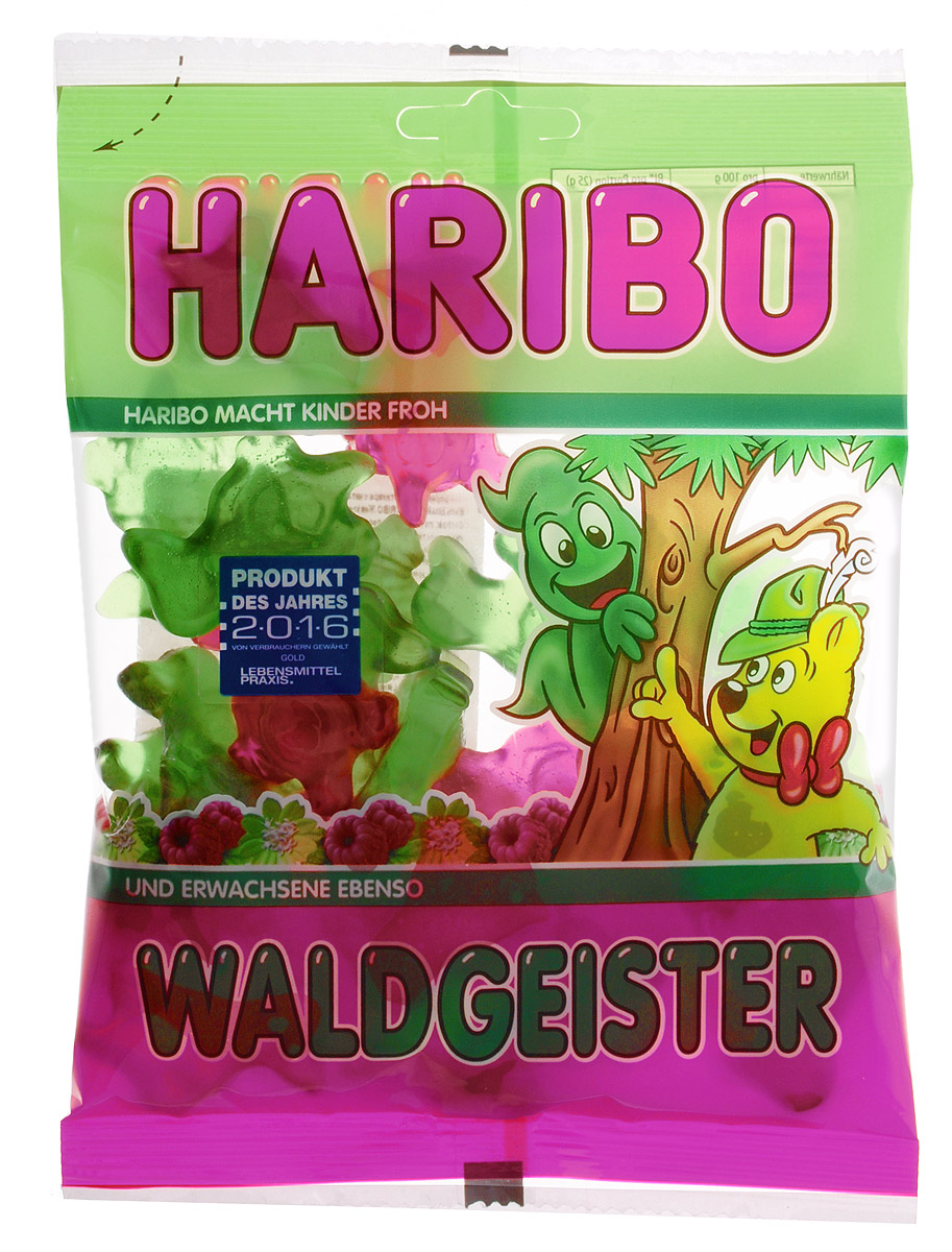 Haribo Waldgeister жевательный мармелад, 200 г34790 Haribo Waldgeister жевательный мармелад, 200 г34790Waldgeiste - жутко вкусные и пугающе великолепные лесные духи и призраки от Haribo. Экстра мягкое желе со вкусом малины и тархуна гарантированно повеселит вас и вашу семью.