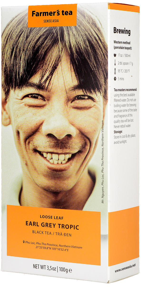 Sense Asia Farmers Tea collection черный чай эрл грей тропик, 100 г8938506647462 Sense Asia Farmers Tea collection черный чай эрл грей тропик, 100 г8938506647462Sense Asia Farmers Tea collection - натуральный крупнолистовой черный чай с добавлением корицы, цедры помело, цветов жасмина, сочного бергамота и натурального ароматизатора Тропический Аромат. Пикантный и сладкий аромат сочного и спелого апельсина, аромат бергамота, с нежной горчинкой апельсиновой цедры.