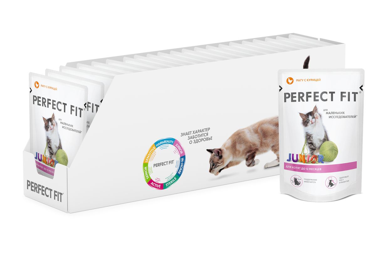 Консервы Perfect Fit "Junior" для котят до 12 месяцев, рагу с курицей, 85 г х 24 шт Консервы Perfect Fit "Junior" для котят до 12 месяцев, рагу с курицей, 85 г х 24 шт