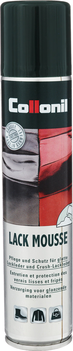 Пена для лакированной кожи Collonil Lack Mousse, 200 мл1552 000 Пена для лакированной кожи Collonil Lack Mousse, 200 мл1552 000Пена Collonil Lack Mousse - это мусс для ухода за традиционной лаковой и искусственно состаренными видами лаковых кож. Обеспечивает уход за лаковой кожей, питает и защищает ее, предотвращая появление трещин. Сохраняет блеск и эластичность материала. Товар сертифицирован.