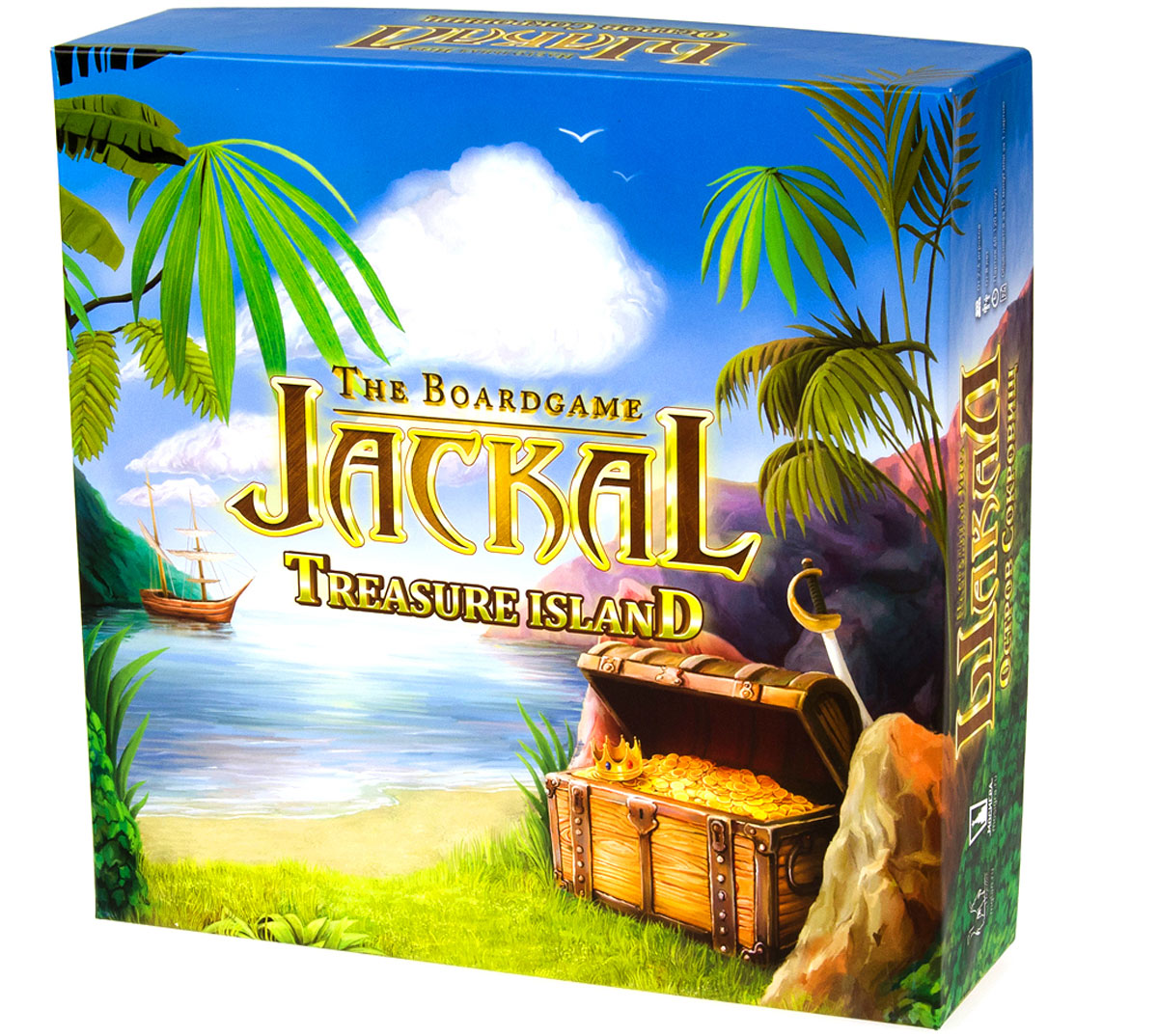 Magellan Настольная игра Шакал Остров сокровищMAG00404 Magellan Настольная игра Шакал Остров сокровищMAG00404Настольная игра Magellan Шакал. Остров сокровищ - это базовая версия плюс дополнение в одной коробке. Из базовой версии убраны пустые клетки с лугом - их заменяют клетки с новыми приключениями. Правила тоже общие, плюс в них есть подробные ответы на часто задаваемые вопросы и словарь соленых морских ругательств. Еще в коробке находится специальная рамка для острова, складываемая по принципу пазла, - она помогает вашей карте аккуратно смотреться на большом столе. Для кого эта игра? Для игры в семье. В подарок умному другу. Любителю сокровищ и пиратской романтики. В офис. Тому, кто обожает хорошие стратегии. Дома играть с друзьями и просто всем, кто любит замечательные издания. Игра рассчитана на 2-4 игроков в возрасте от 16 лет. Продолжительность игры - от 90 до 150 минут.