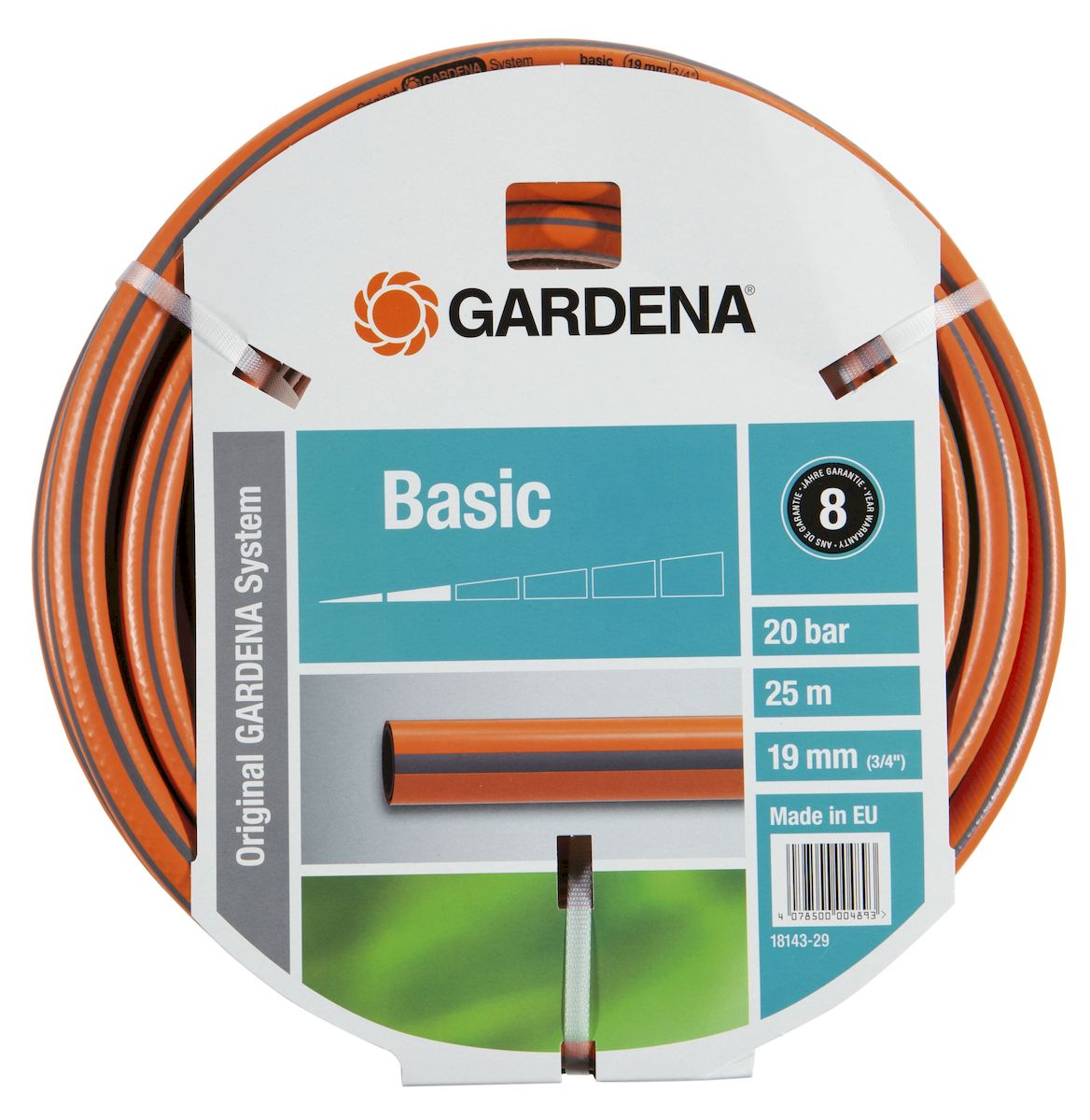 Шланг Gardena Basic, 19 мм (3/4) х 25 м18143-29.000.00 Шланг Gardena Basic, 19 мм (3/4) х 25 м18143-29.000.00Шланг Gardena Basic, прекрасно сохраняет свою форму благодаря высококачественному текстильному армированию, отсутствуют фталаты и тяжелые металлы, невосприимчив к УФ-излучению. Шланг не перегибается, не спутывается, не перекручивается, благодаря спиралевидному текстильному армированию, усиленному углеродными волокнами. Шланг Gardena Basic оптимально сочетается с компонентами базовой системы полива. Идеально подходит для умеренной интенсивности использования. Шланг Gardena Classic выполнен из высококачественного ПВХ и выдерживает давление до 22 бар. Толстые стенки шланга и высококачественные материалы обеспечивают длительный срок службы.