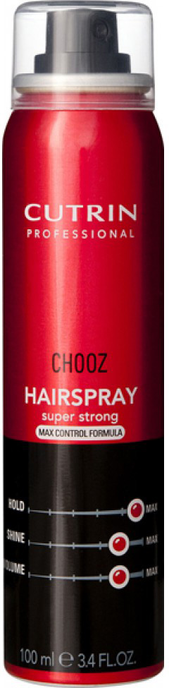 Cutrin Лак экстра-сильной фиксации Hair Spray Max Control, 300 мл12776 Cutrin Лак экстра-сильной фиксации Hair Spray Max Control, 300 мл12776Обеспечивает максимальный уровень фиксации укладки. Придает волосам великолепный блеск и сияние. Быстро высыхает, легко удаляется при расчесывании. Пантенол оказывает на волосы ухаживающий эффект.