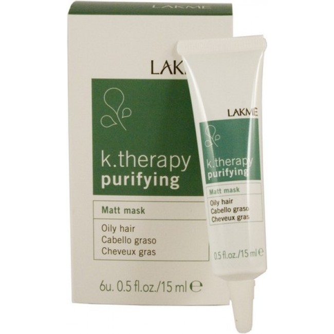 Lakme Маска для жирных волос с матирующим эффектом Matt Mask Oily Hair, 6х15 мл43222 Lakme Маска для жирных волос с матирующим эффектом Matt Mask Oily Hair, 6х15 мл43222Ассортимент специально разработанных продуктов для жирных волос. Состояние кожи головы: кожа головы с повышенной секрецией сальных желез. Содержит сбалансированный комплекс серных аминокислот и цинка. Мягкая формула глубоко проникает в кожу головы и оказывает абсорбирующее действие. Регулирует деятельность сальных желез. Натуральная глина поглощает излишнюю секрецию сальных желез, обеспечивая матирующий эффект. Экстракты бамбука и лопуха обеспечивают волосам легкость и объем. Прошла дерматологический контроль
