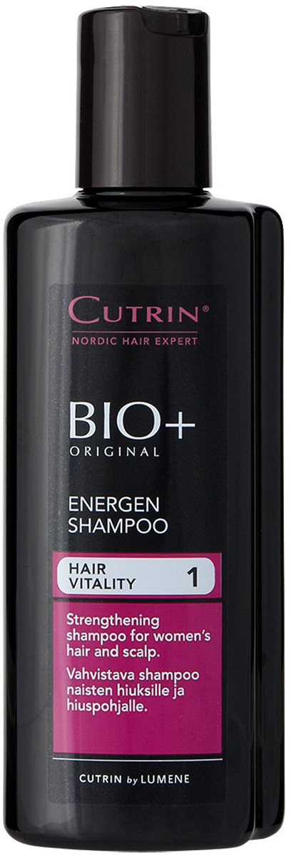 Cutrin Энергетический шампунь для женщин BIO+ Energen Shampoo, 200 млCutrin14228 Cutrin Энергетический шампунь для женщин BIO+ Energen Shampoo, 200 млCutrin14228Укрепляющий шампунь для женщин стимулирует процесс обновления клеток и рост новых волос, а также препятствует их преждевременному выпадению. Содержит 7 разных витаминов, которые особенно важны для роста волос, включая Биотин, витамин группы H, недостаток которого приводит к выпадению волос, появлению седины и заболеваниям кожи головы. Ксилитол, лактитол и пальмовый экстракт нормализуют работу сальных желез и улучшают состояние кожи головы. Наиболее эффективно применять в комплексе со стимулирующим лосьоном BIO+ для женщин.