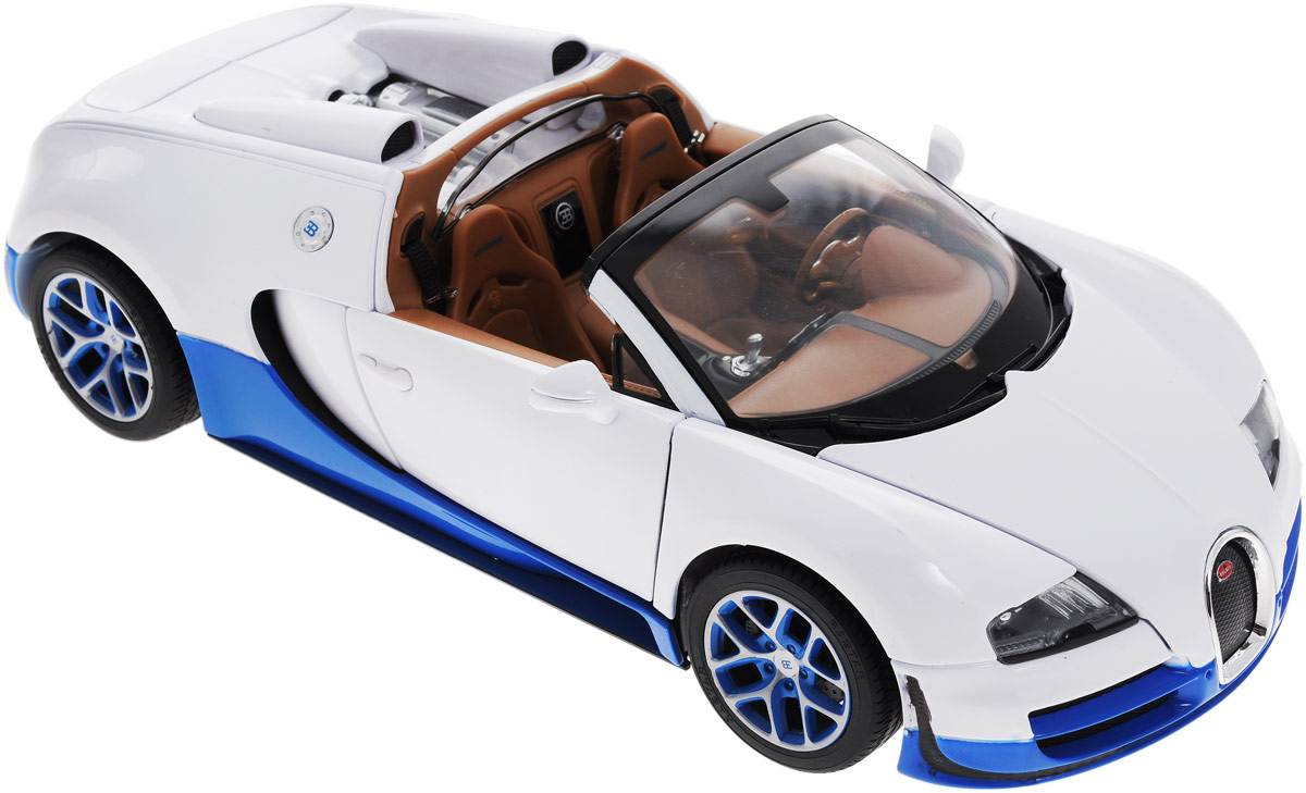 Rastar Модель автомобиля Bugatti Veyron 16.4 Grand Sport Vitesse цвет белый43900 Rastar Модель автомобиля Bugatti Veyron 16.4 Grand Sport Vitesse цвет белый43900Модель автомобиля Rastar Bugatti Veyron 16.4 Grand Sport Vitesse станет отличным подарком любому мальчику! Все дети хотят иметь в наборе своих игрушек ослепительные, невероятные и крутые модели автомобилей. Тем более, если это автомобиль известной марки с проработкой всех деталей, удивляющий приятным качеством и видом. Одной из таких моделей является автомобиль Rastar Bugatti Veyron 16.4 Grand Sport Vitesse. Это точная копия настоящего авто в масштабе 1:18. Модель выполнена из прочного металла, двери и капот открываются. Авто обладает неповторимым провокационным стилем и спортивным характером. Потрясающая маневренность, динамика и покладистость - отличительные качества этой модели. Такой подарок отлично подходит в качестве коллекционного экземпляра.