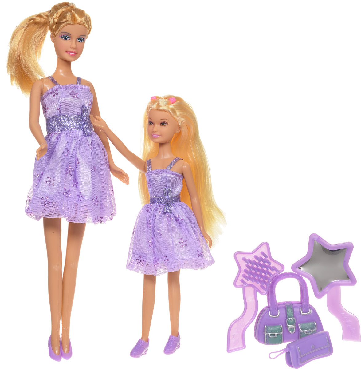 Defa Игровой набор с куклами Lucy Sisters цвет платьев сиреневый8126d_сиреневое платье Defa Игровой набор с куклами Lucy Sisters цвет платьев сиреневый8126d_сиреневое платьеКуклы-сестрички Lucy. Sisters от компании Defa непременно понравятся вашей малышке и станут ее любимыми игрушками. Куклы Defa известны на весь мир своими забавными щечками и смешной улыбкой. Куклы одеты в короткие сиреневые платья с блестками и в сиреневые туфельки. У кукол длинные светлые волосы, вашей дочурке непременно понравится заплетать их, придумывая разнообразные прически и новые образы. Голова, руки и ноги кукол подвижны. В комплекте с куклами имеются модные сиреневые сумочки и расческа с зеркальцем. Куклы, пожалуй, самые популярные игрушки в мире. Девочки обожают играть с ними, отправляясь в сказочную страну грез. Собери всю коллекцию забавных модниц от компании Defa. Порадуйте свою малышку таким великолепным подарком!
