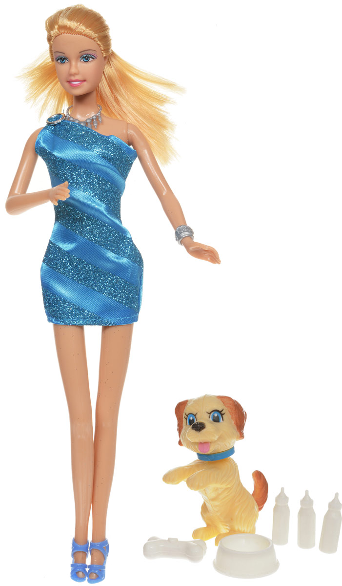 Defa Кукла Lucy с питомцем цвет платья голубой8232d_голубое платье Defa Кукла Lucy с питомцем цвет платья голубой8232d_голубое платьеКуклы тоже любят домашних животных! Вот и очаровательная Lucy решила завести веселого щенка, чтобы заботиться о нем, кормить, играть и выгуливать. Куколка одета в стильное блестящее платье и босоножки на каблуках. Светлые волосы Lucy убраны в хвост. К кукле прилагаются очаровательный щенок и аксессуары для ухода за ним (картонная будка, миска, кость и три бутылочки для кормления). Все элементы набора выполнены из качественных и безопасных материалов. Игры с куклой способствуют эмоциональному развитию, помогают формировать воображение и художественный вкус, а также разовьют в вашей малышке чувство ответственности и заботы. Великолепное качество исполнения делают эту куколку чудесным подарком к любому празднику.