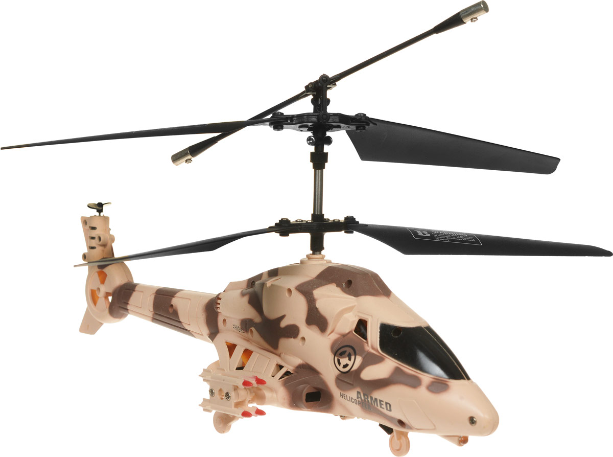 ABtoys Вертолет на инфракрасном управлении Armed цвет бежевый коричневыйC-00101 ABtoys Вертолет на инфракрасном управлении Armed цвет бежевый коричневыйC-00101Вертолет ABtoys Armed на инфракрасном управлении со встроенным гироскопом отлично подходит для полетов в закрытых помещениях и на улице в безветренную погоду. Гироскоп предназначен для курсовой стабилизации полета. Игрушка выполнена из прочного пластика с металлическими элементами. Вертолет стабилен в воздухе и легко управляется. Пульт управления позволяет вертолету двигаться вверх-вниз, вперед-назад, влево-вправо, вращаться на 360 градусов и зависать в воздухе. Вертолет имеет 3,5 канала управления. Вертолет обладает световыми эффектами и стреляет ракетами (входят в комплект). Радиус действия пульта управления составляет 8 метров. Эта увлекательная игрушка понравится не только детям, но и взрослым, и подарит вам множество счастливых мгновений. Игрушка великолепно развивает важные навыки, такие как мышление, наблюдательность, зрительно-моторную координацию. Вертолет работает от встроенного аккумулятора. Зарядка аккумулятора может производиться как от пульта...