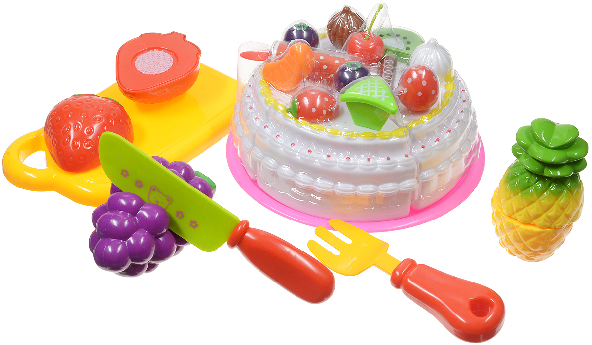 ABtoys Игрушечный набор продуктов 8 предметовPT-00282(WZ-A0380) ABtoys Игрушечный набор продуктов 8 предметовPT-00282(WZ-A0380)Игрушечный набор продуктов ABtoys - удобный способ в игровой форме научить ребенка основным обязанностям и технике безопасности. В игровой набор входят безопасный игрушечный ножик, разделочная доска, фрукты и торт. Очень яркие и натурально выглядящие муляжи фруктов разделены на половинки и соединены между собой липучкой, торт разделен на четыре части. Когда ребенок ножом из набора разрезает игрушечные продукты, то получается такой же характерный звук, как у мамы, когда она на кухне нарезает продукты. Эта реалистичность, несомненно, вызовет восторг у девочки, и разнообразит ее игры. С таким дополнением к детской кухне, девочка станет самой настоящей маленькой хозяюшкой, и с удовольствием накормит обедом не только кукол, но и всю семью. Набор не содержит мелких деталей, поэтому ребенок может играть с ним и дома, и на улице, не боясь потерять, что-либо. Выполнен из безопасных материалов.