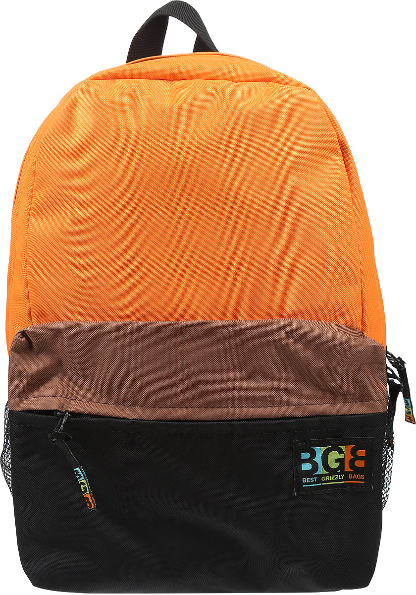 Рюкзак Grizzly, цвет: оранжевый, черный, коричневый. RD-644-2/2RD-644-2-2 Рюкзак Grizzly, цвет: оранжевый, черный, коричневый. RD-644-2/2RD-644-2-2Яркий рюкзак Grizzly не оставит вас равнодушными. Он выполнен из качественного плотного полиэстера в комбинированных цветах. Рюкзак оформлен фирменной нашивкой на переднем кармане. На лицевой стороне расположен небольшой удобный карман на молнии. С боковых сторон находятся сеточные карманы для переноса бутылок с водой. На тыльной стороне расположен вшитый карман на молнии. Внутри находится основное отделение, в котором расположен открытый карман для мелочей. Рюкзак оснащен удобными лямками, длина которых регулируется с помощью пряжек. Такой качественный и модный рюкзак займет достойное место в вашем гардеробе.