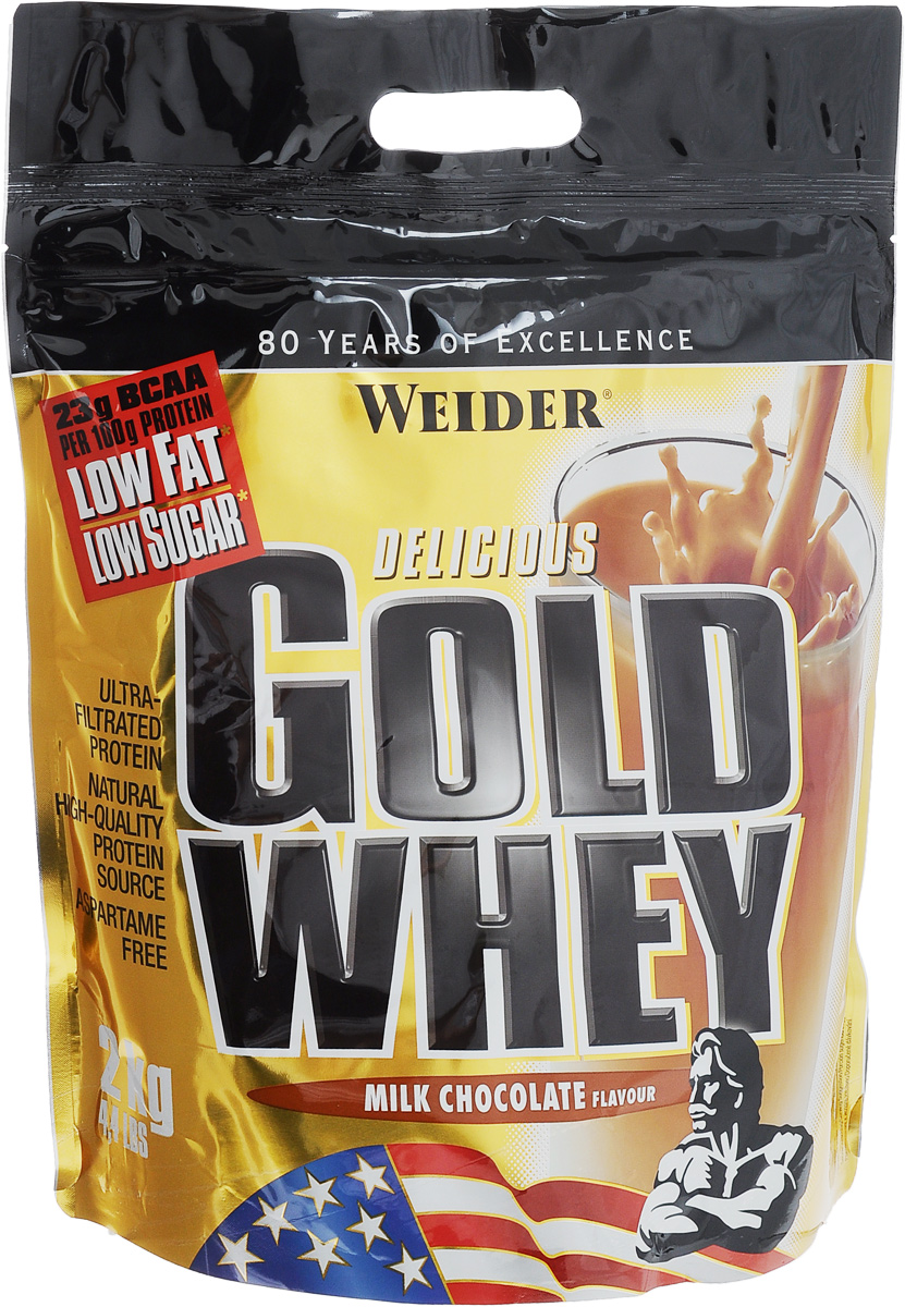 Протеин сывороточный Weider Gold Whey, со вкусом молочного шоколада, 2 кг31219 Протеин сывороточный Weider Gold Whey, со вкусом молочного шоколада, 2 кг31219Протеин Weider Gold Whey - это протеиновый порошок с концентратом сывороточного протеина, который обладает приятным вкусом и отвечает всем физиологическим потребностям. Сывороточный белок обладает наивысшей биологической ценностью, лучше всего переносится организмом и дает прирост чистой мышечной массы. В качестве сырья используется микрофильтрованный протеин, который не выносит высоких температур и высокого давления. В состав продукта входят важнейшие аминокислоты с разветвленной структурой (BCAA), которые не дадут вашим мышцам мучиться от катаболизма, и глютамин. Gold Whey также содержит глобулин и гликомакропептиды, которые являются биологически активными веществами. Они способствуют укреплению здоровья подобно пробиотикам или Омега-3 жирным кислотам. В Gold Whey содержатся бета- и альфа-лактоглобулины, которые регулируют кислотно-щелочной баланс и являются поставщиками энергии. Иммуноглобулины укрепляют защитные силы организма, а гликомакропептиды...