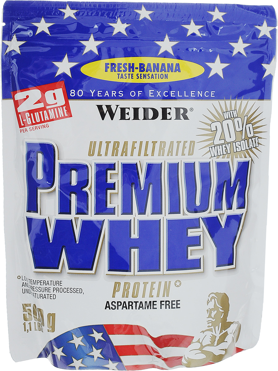 Протеин сывороточный Weider Premium Whey, банан, 500 г30255 Протеин сывороточный Weider Premium Whey, банан, 500 г30255Протеин Weider Premium Whey - это порошок для приготовления напитка на основе сывороточного протеина, содержит L-глутамин, витамин В6, кальций и подсластители. Отличное диетическое питание для спортсменов, предназначенное для компенсации расходов при интенсивной мышечной нагрузке. Сывороточный протеин обладает приятным вкусом и наивысшей биологической ценностью, отвечает всем физиологическим потребностям, лучше всего переносится организмом и дает прирост чистой мышечной массы. В качестве сырья используется микрофильтрованный протеин, который не выносит высоких температур и высокого давления. В состав продукта входят важнейшие аминокислоты с разветвленной структурой (BCAA), которые не дадут вашим мышцам мучиться от катаболизма, и глутамин. Premium Whey также содержит глобулин и гликомакропептиды, которые являются биологически активными веществами. Они способствуют укреплению здоровья подобно пробиотикам или Омега-3 жирным кислотам. В Premium Whey ...