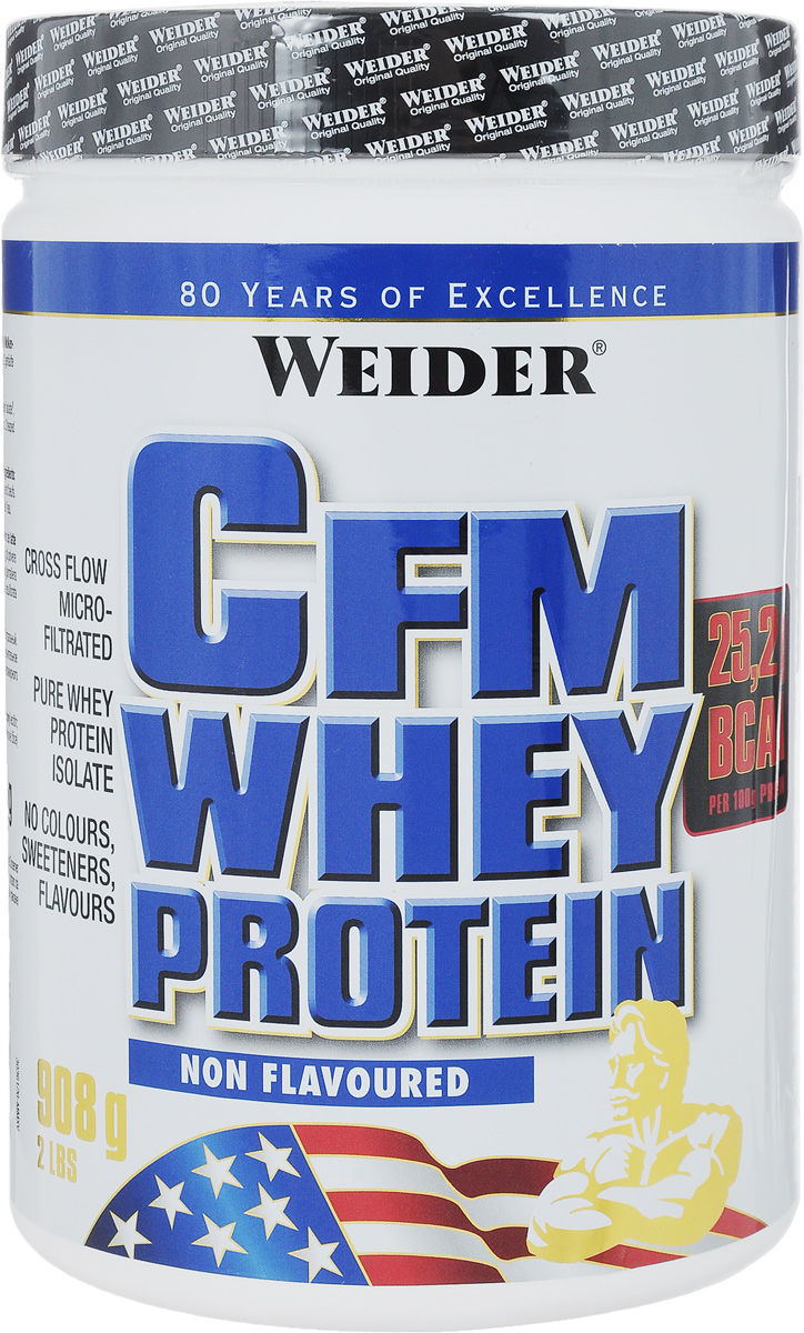 Изолят сывороточного протеина Weider CFM Whey Protein, без вкуса, 908 г30361 Изолят сывороточного протеина Weider CFM Whey Protein, без вкуса, 908 г30361Протеин Weider CFM Whey Protein - сывороточный изолят с очень высоким содержанием незаменимых аминокислот (более 50%). Это чистый строительный материал для мышц. Отличительной чертой сывороточного протеина является его очень быстрое усвоение - около 30 минут. Это делает CFM Whey Protein незаменимым продуктом для построения мышечной массы. Первые 40 минут после силовой тренировки в мышцах наблюдается явление так называемой анаболической дыры. Это острейшая потребность мышц в аминокислотах. CFM - это новая запатентованная технология микрофильтрации перекрестных потоков. Благодаря перекрестной микрофильтрации изолят содержит 90% протеина в чистом виде, и его концентрация значительно выше, чем в обычных концентратах. CFM-сыворотку используют только лучшие из лучших производителей спортивного питания. CFM Whey Protein особенно ценен тем, что на 100 г сухого концентрата приходится почти 90 г белка, менее 0,9 г углеводов (технология Zero Carb) и 1 г жира. ...