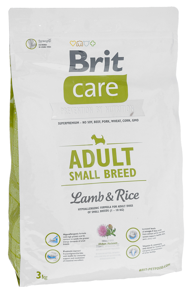 Корм сухой Brit Care Adult Small Breed для собак мелких пород, с ягненком и рисом, 3 кг100202 Корм сухой Brit Care Adult Small Breed для собак мелких пород, с ягненком и рисом, 3 кг100202Сухой корм Brit Care Adult Small Breed - это полноценный рацион для собак мелких пород. Оптимальное соотношение Омега-3 и Омега-6 жирных кислот с органическим цинком и медью обеспечивает здоровое состояние кожи и улучшает качество шерсти. Товар сертифицирован.