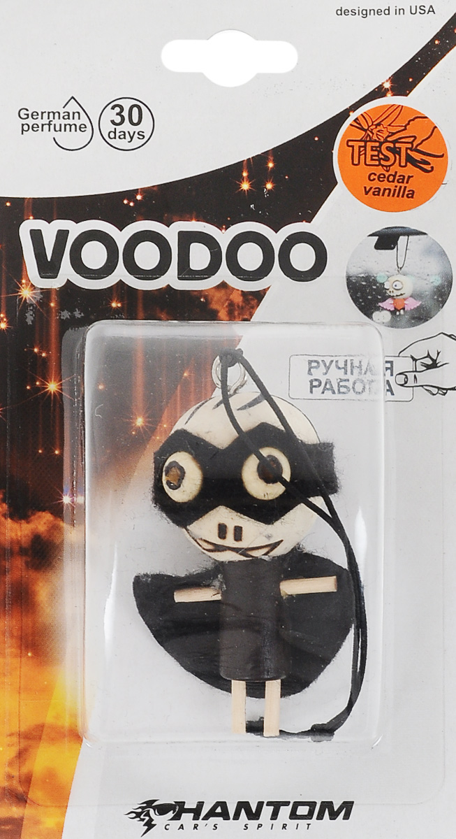 Ароматизатор Phantom Voodoo, белый кедр. PH3612PH3612_черный Ароматизатор Phantom Voodoo, белый кедр. PH3612PH3612_черныйОригинальный ароматизатор ручной работы Phantom Voodoo выполнен в виде тыквы из шерсти. Он эффективно нейтрализует посторонние запахи и наполняет воздух приятными ароматом. Подвесьте ароматизатор за петлю в любом удобном месте - в салоне автомобиля, дома или в офисе - и получайте удовольствие! Стойкий аромат до 30 дней. Размер ароматизатора: 6 x 6 x 4,5 см. Состав ароматизатора: дерево, ароматическая отдушка.
